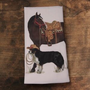 Mary Lake Thompson Ranch Horse & Dog Flour Sack Dish Towel